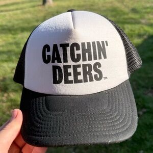 Catchin' Deers Black and White Trucker Hat